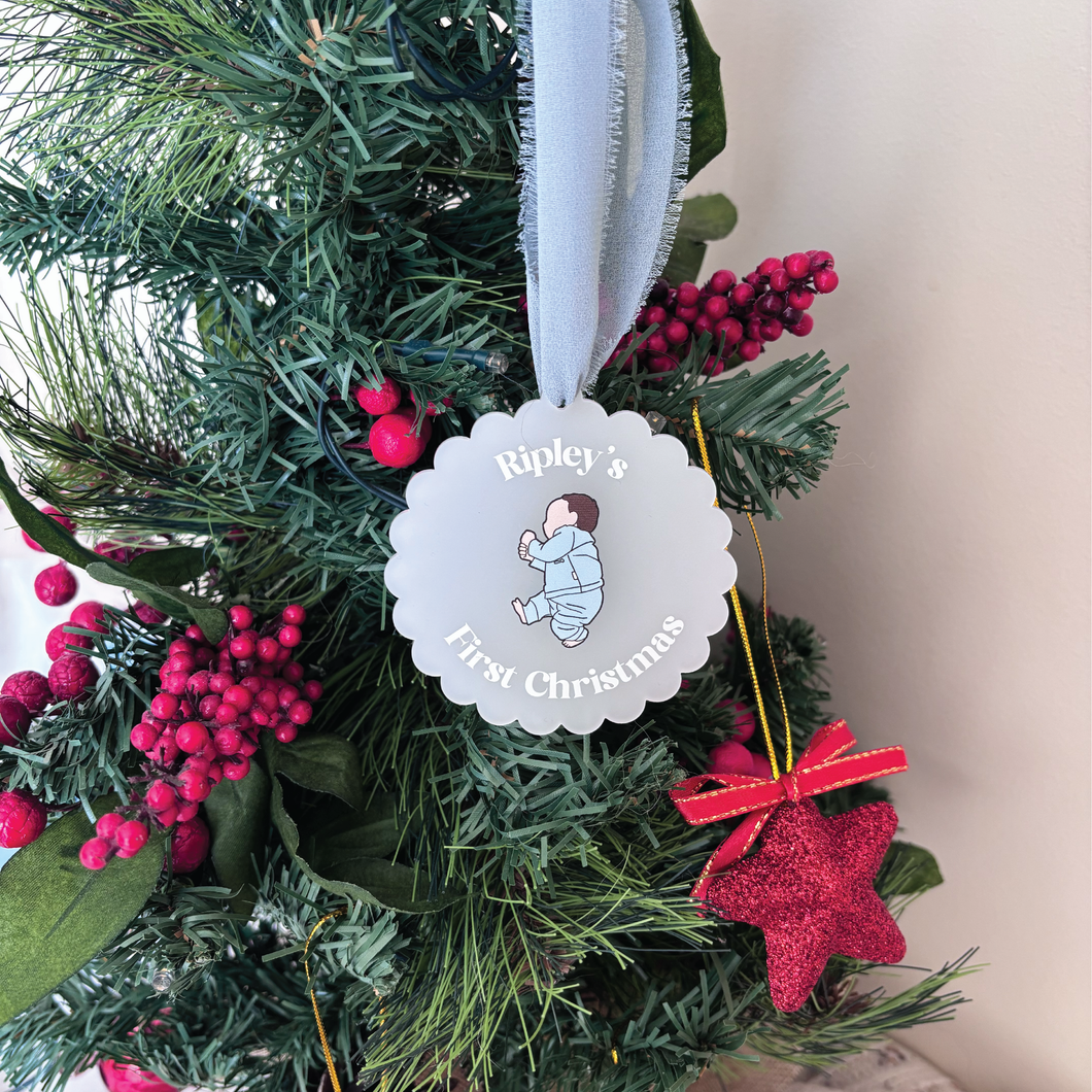 Custom Baby Portrait First Christmas Ornament