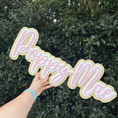 Custom 3D Layered Wood & Acrylic Name Signs