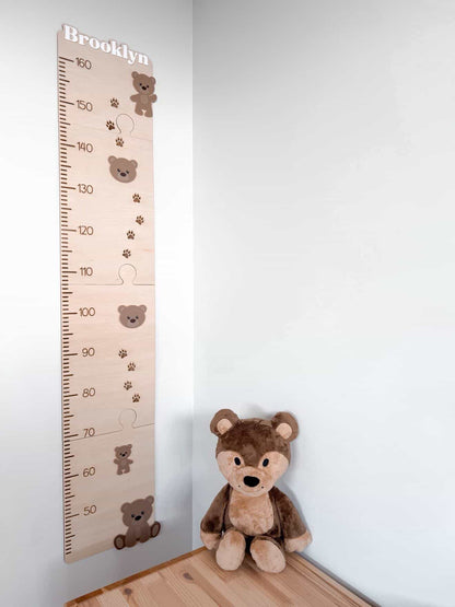 "Beary Grown" Personalised Teddy Bear Wooden Growth Chart