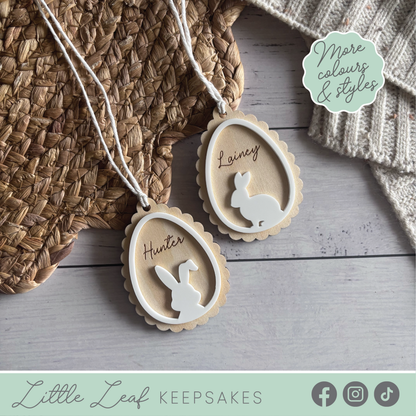 Personalised Scalloped Easter Egg Basket Tags