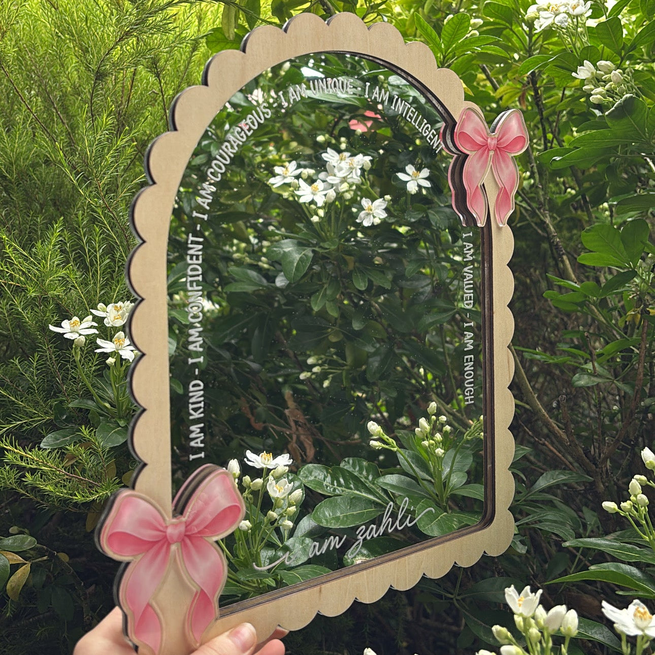 Scalloped Bow Themed Affirmation Mirror