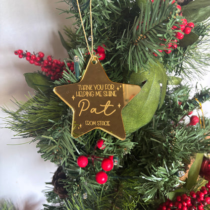 Personalised Teacher Star Christmas Ornament