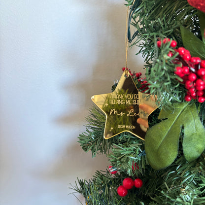 Personalised Teacher Star Christmas Ornament
