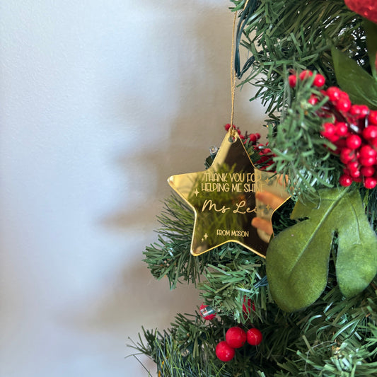 Personalised Teacher Star Christmas Ornament
