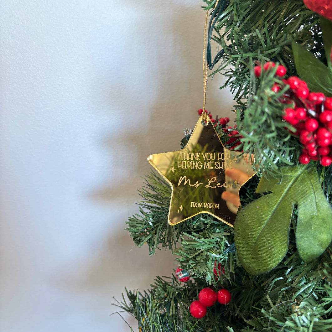 Personalised Teacher Star Christmas Ornament