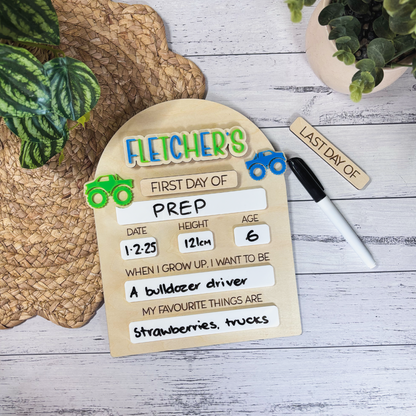 Monster Truck Themed Back to School Board