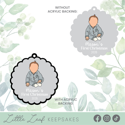 Custom Baby Portrait First Christmas Ornament