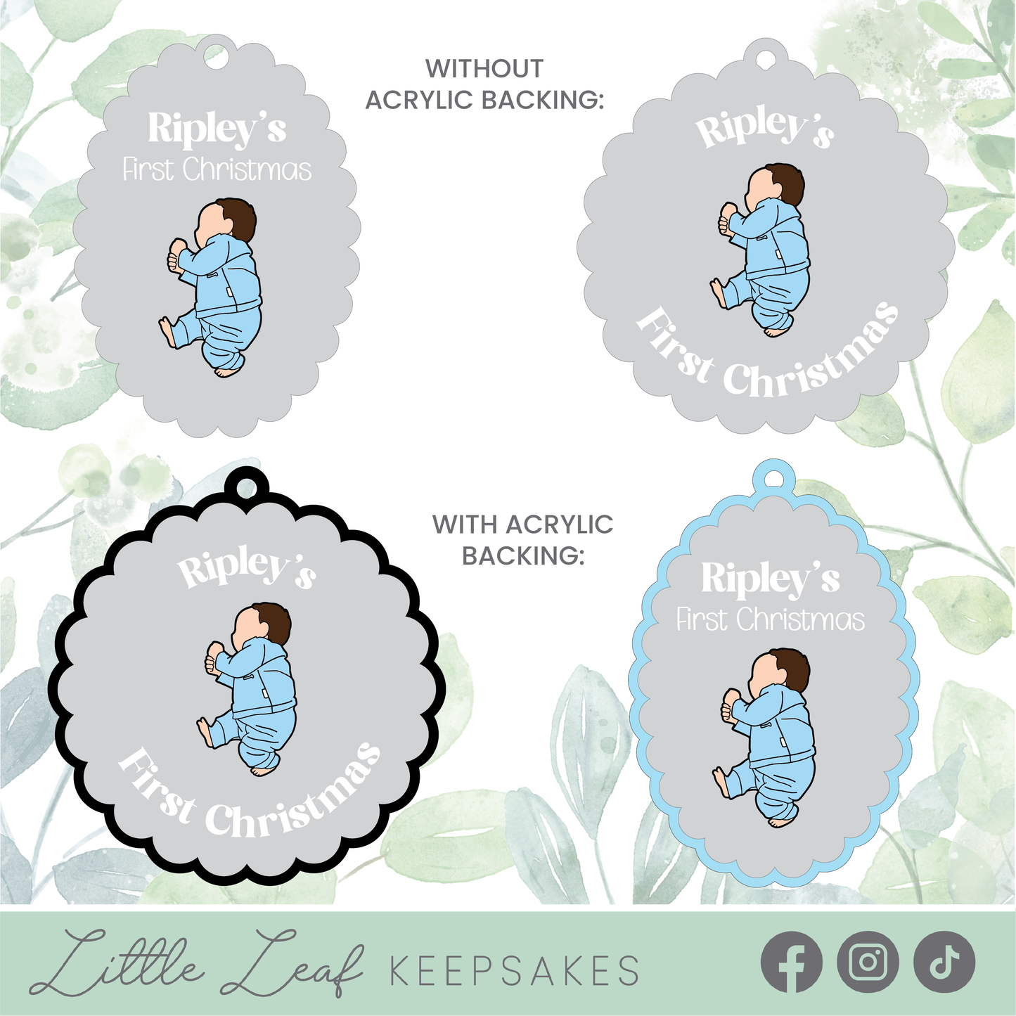 Custom Baby Portrait First Christmas Ornament
