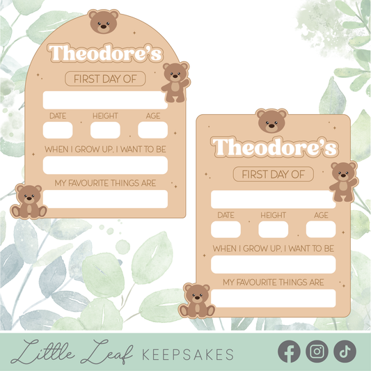 Personalised Teddy Bear Back to School Board