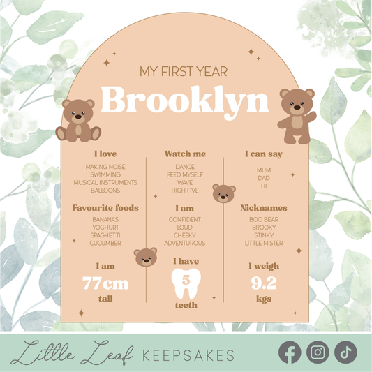 Bear Themed Birthday Board