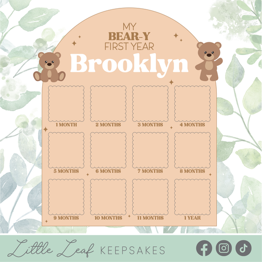 Bear Themed Birthday Photo Board
