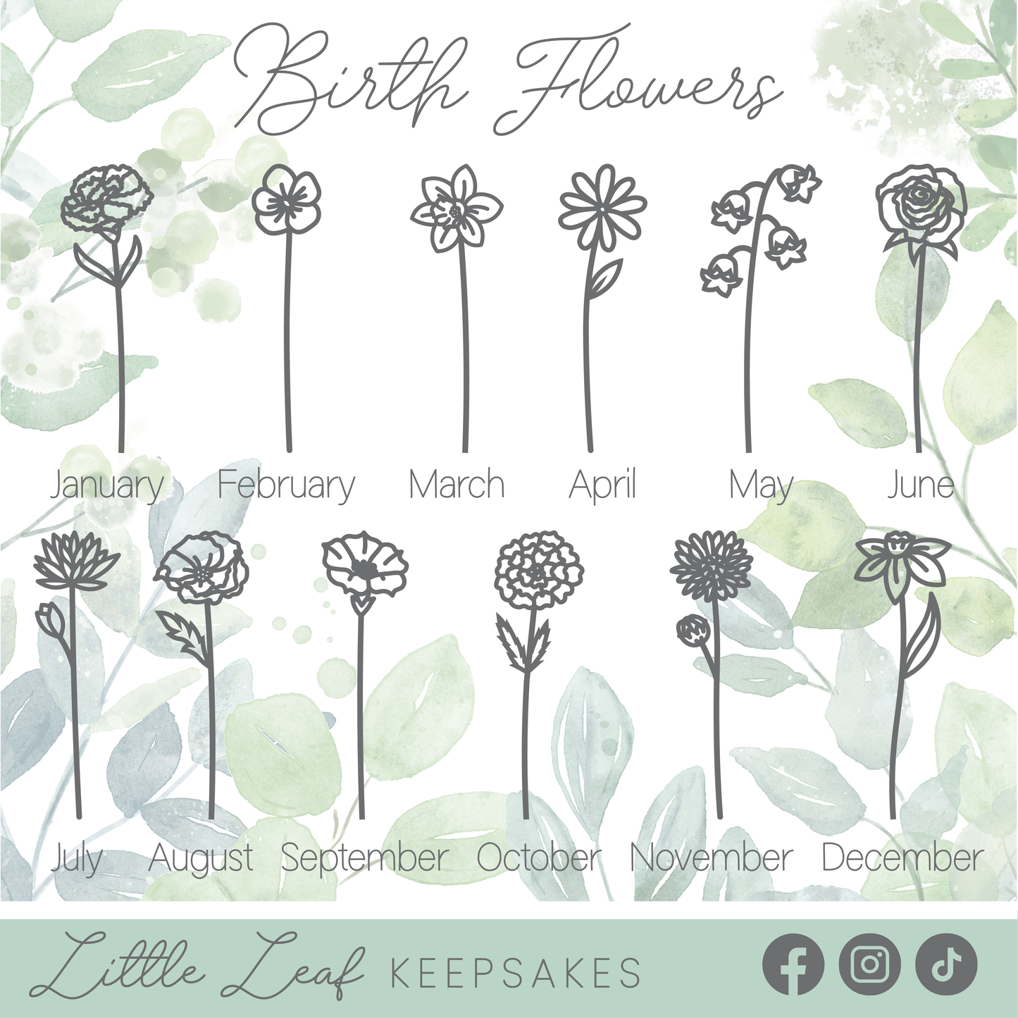 Custom Wooden Birth Month Flower Bouquets