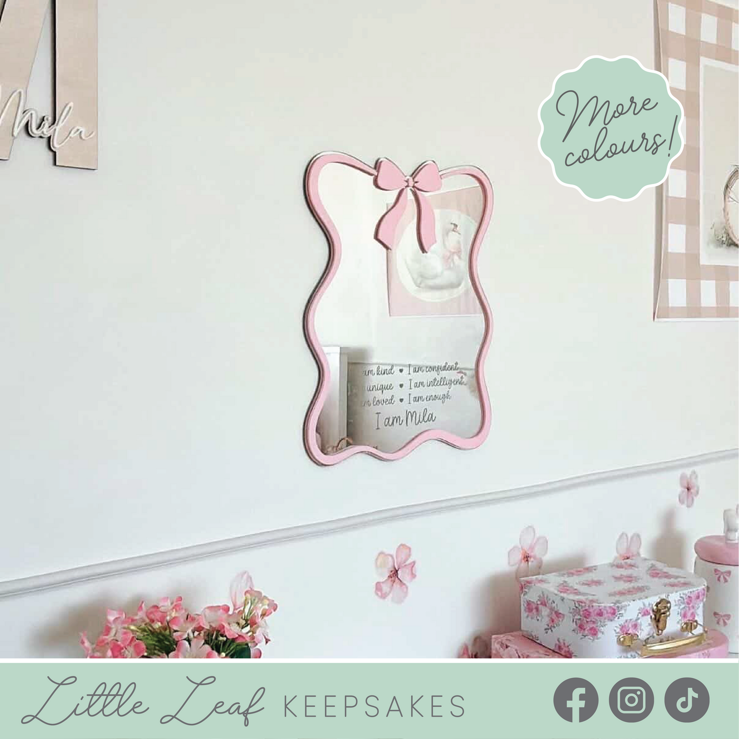 Personalised Bow Frame Affirmation Mirror