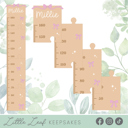 Personalised Bow & Sparkles Growth Chart