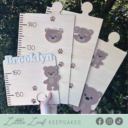 "Beary Grown" Personalised Teddy Bear Wooden Growth Chart