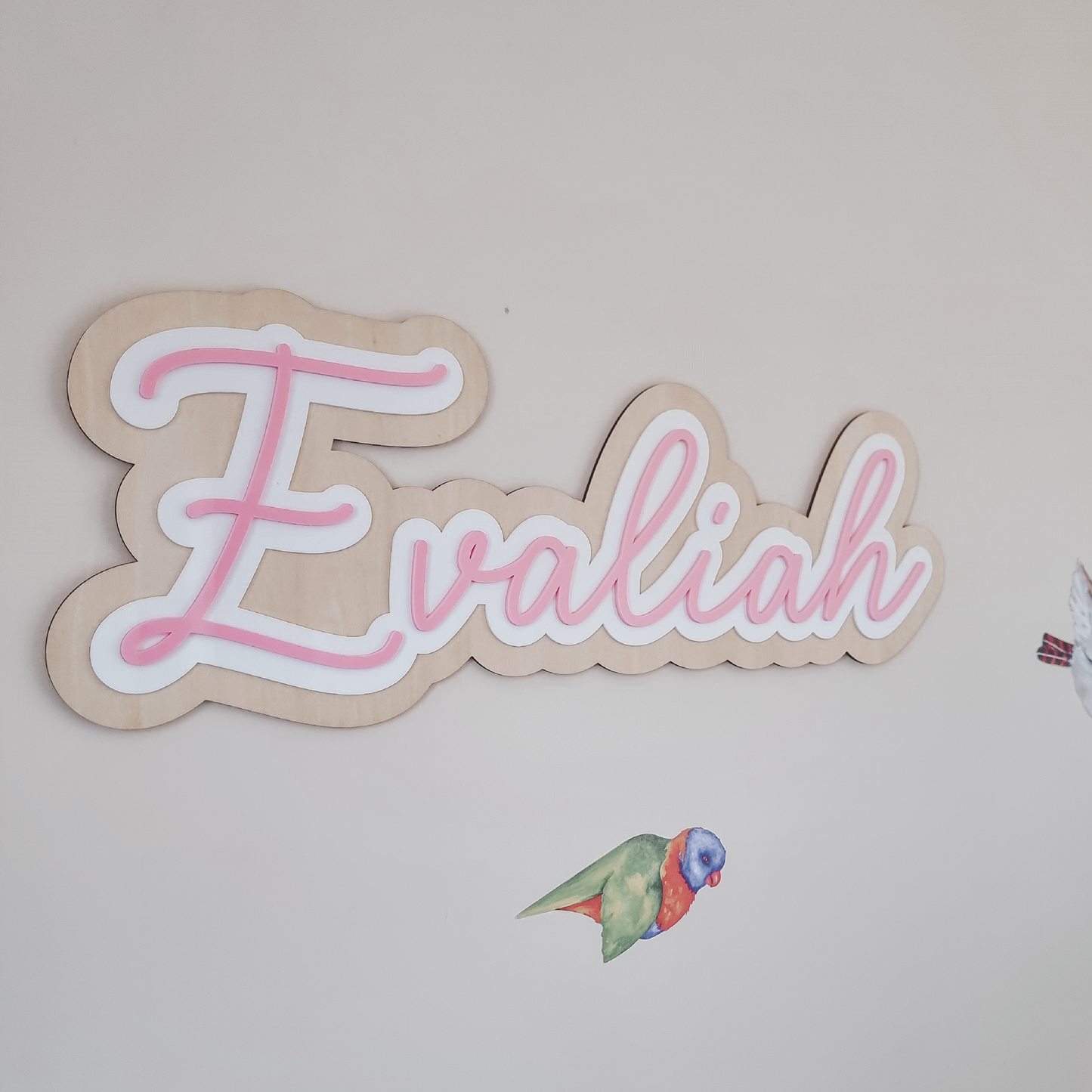 Custom 3D Layered Wood & Acrylic Name Signs