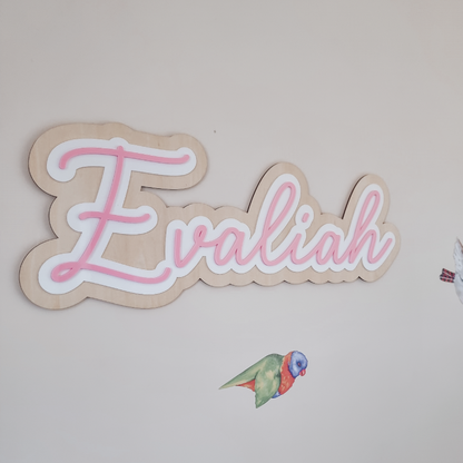 Custom 3D Layered Wood & Acrylic Name Signs