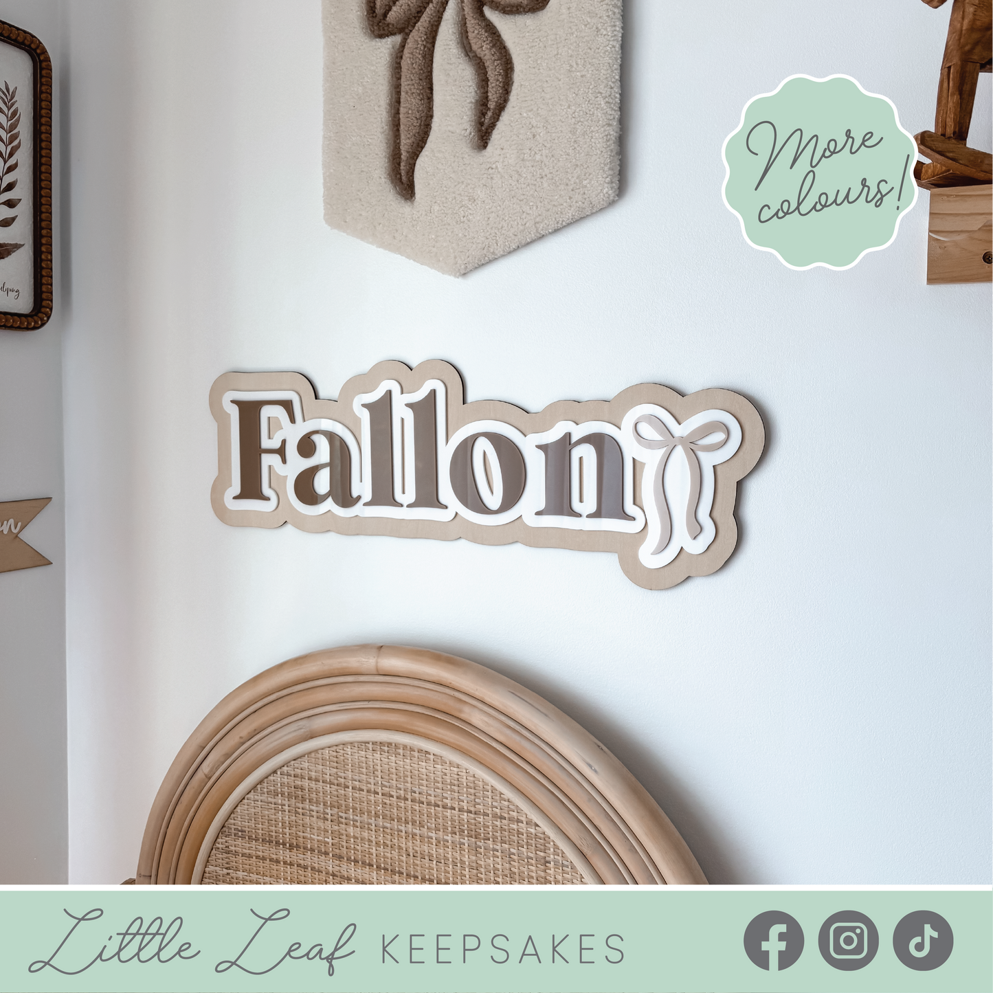 Personalised Children's Bow Themed Name Plaque