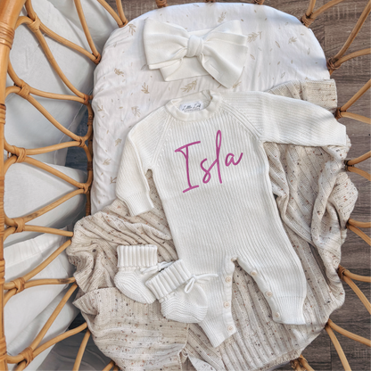 Custom Knitted Name Romper