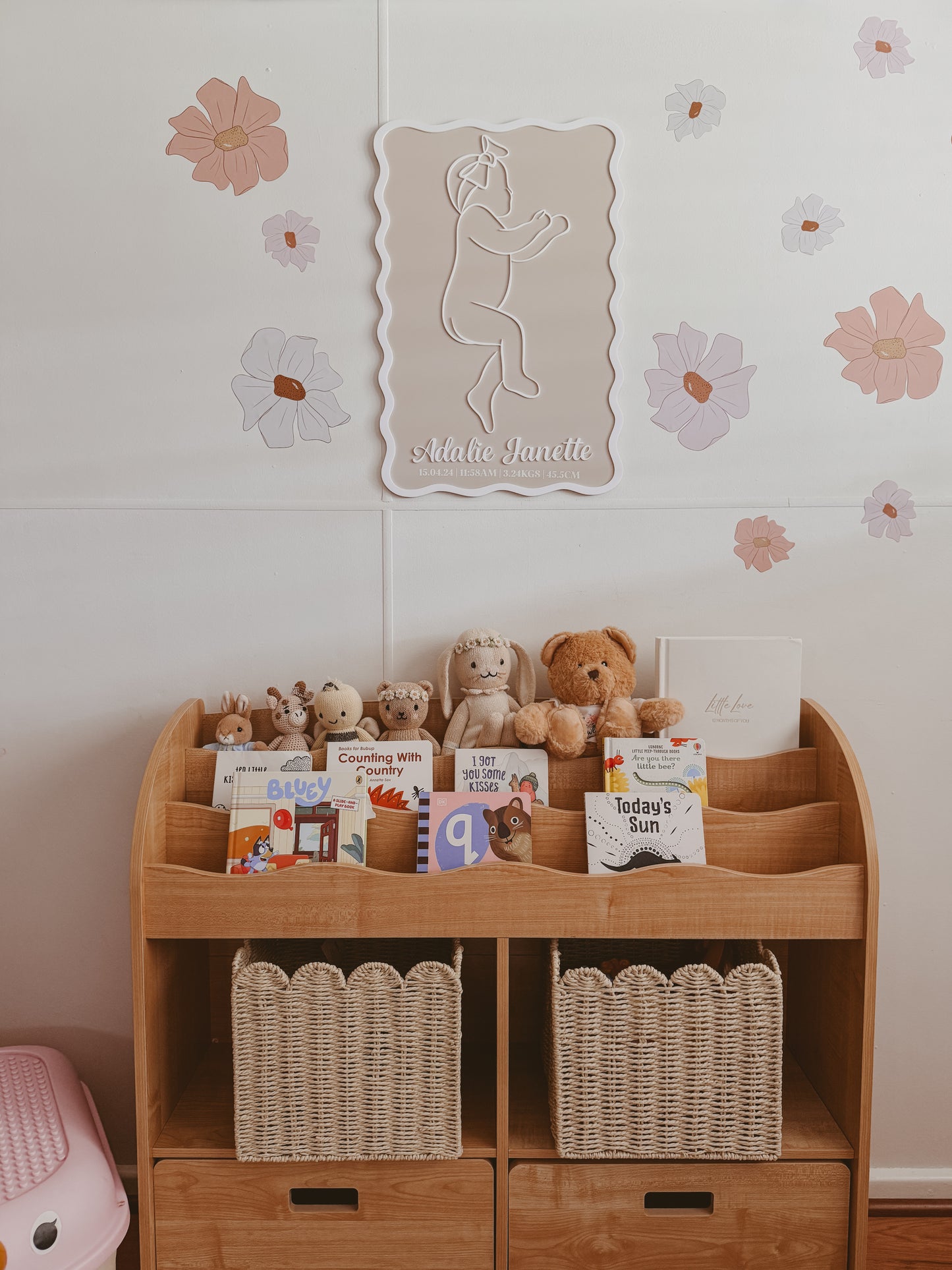 Wavy Acrylic 1:1 Scale Custom Birth Plaque