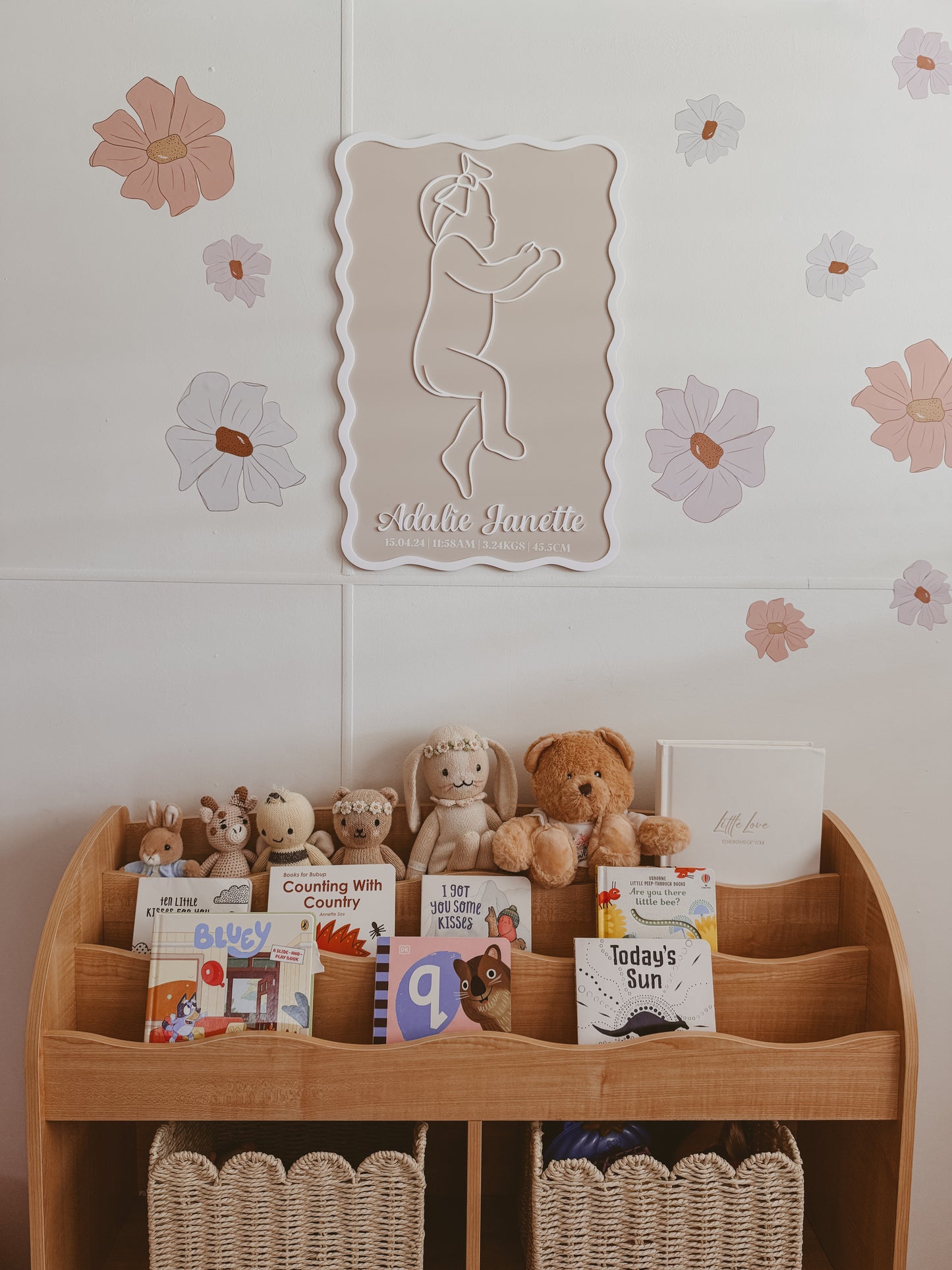 Wavy Acrylic 1:1 Scale Custom Birth Plaque