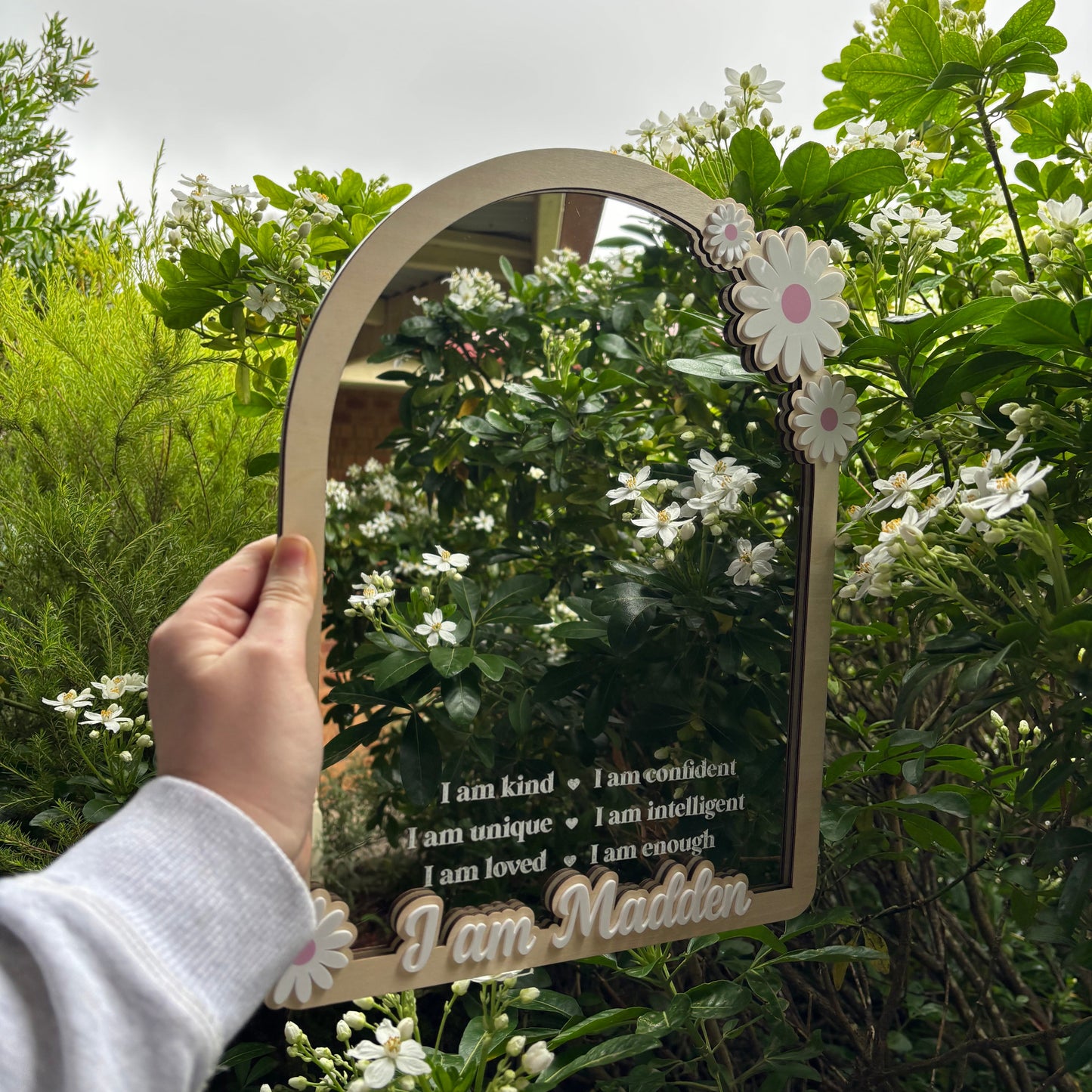 Personalised Floral Arch Affirmation Mirror