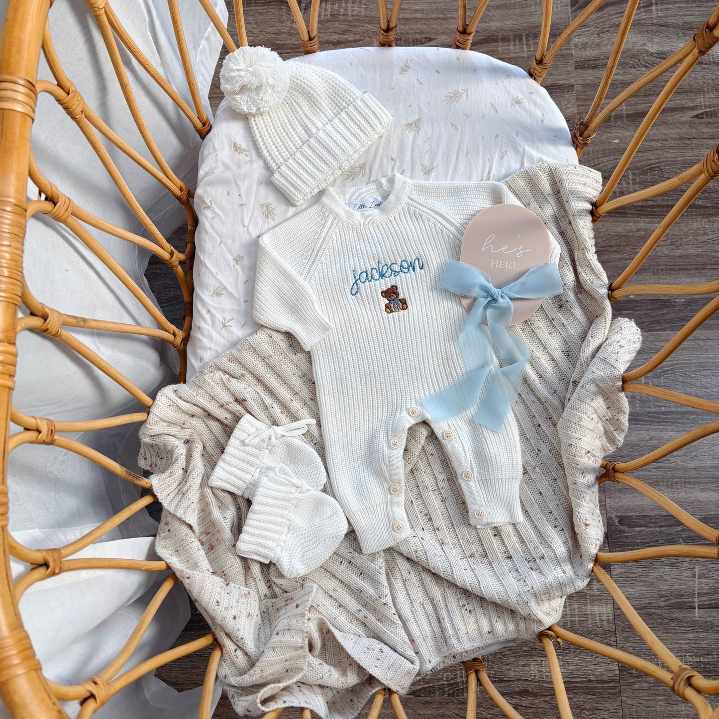 Personalised Knitted Bear Romper