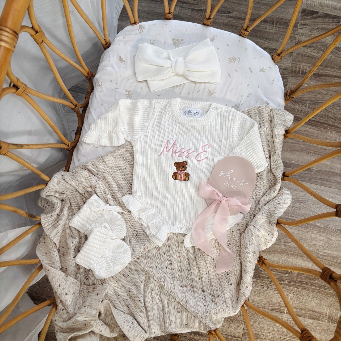 Personalised Knitted Ruffle Bear Romper