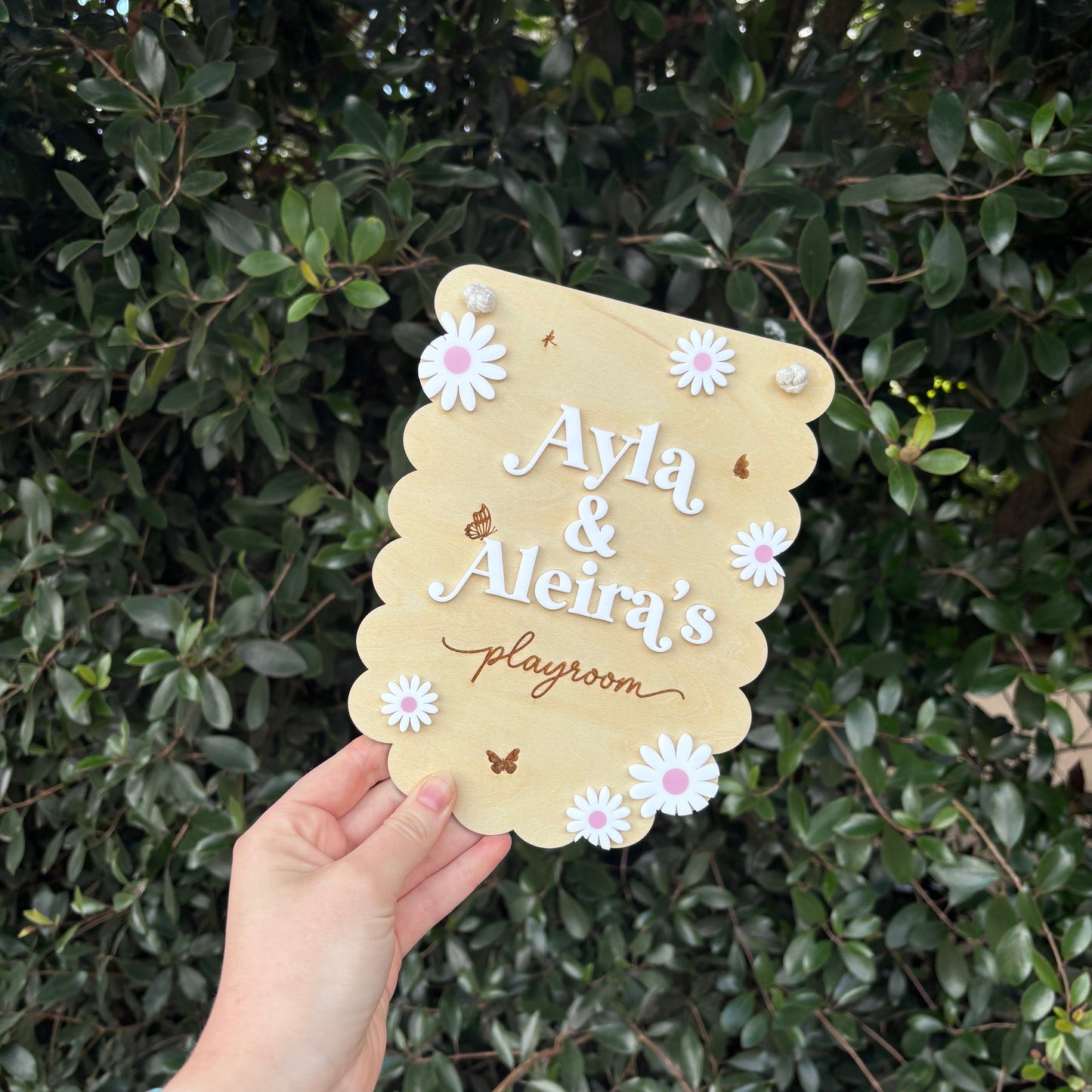 Personalised Scalloped Floral Playroom Sign