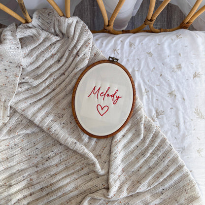 Custom Oval Embroidered Name Sign