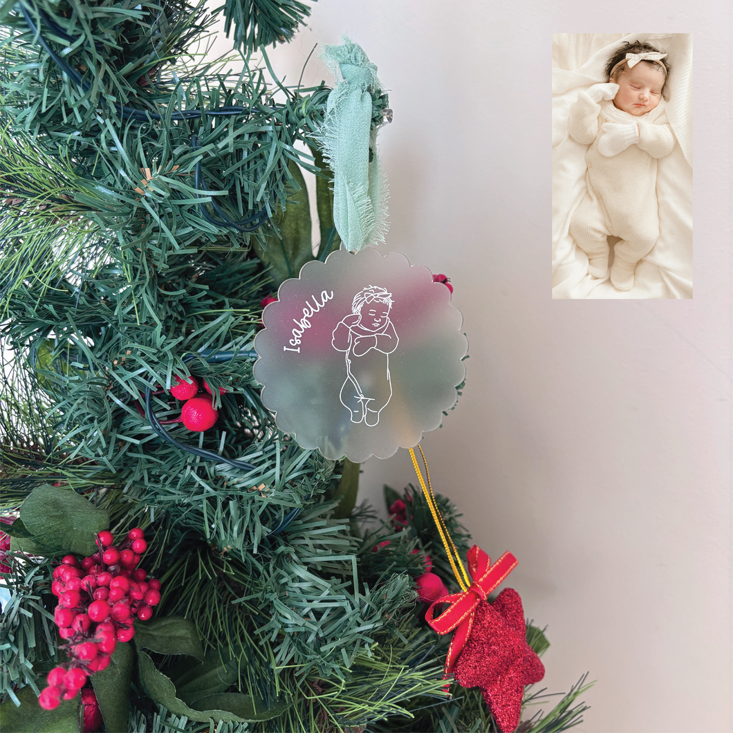 Custom Baby Line Art Ornament