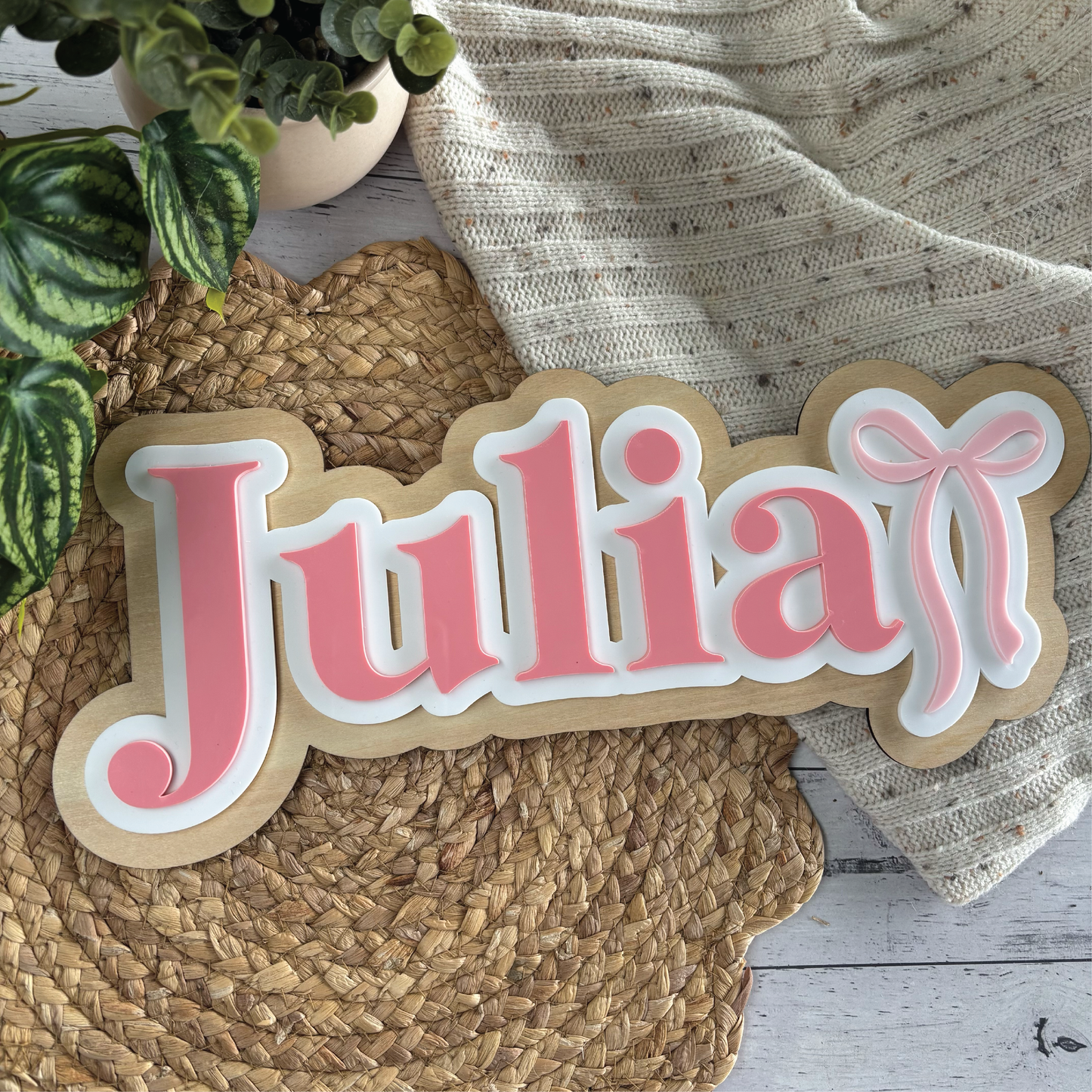 Personalised Children's Bow Themed Name Plaque