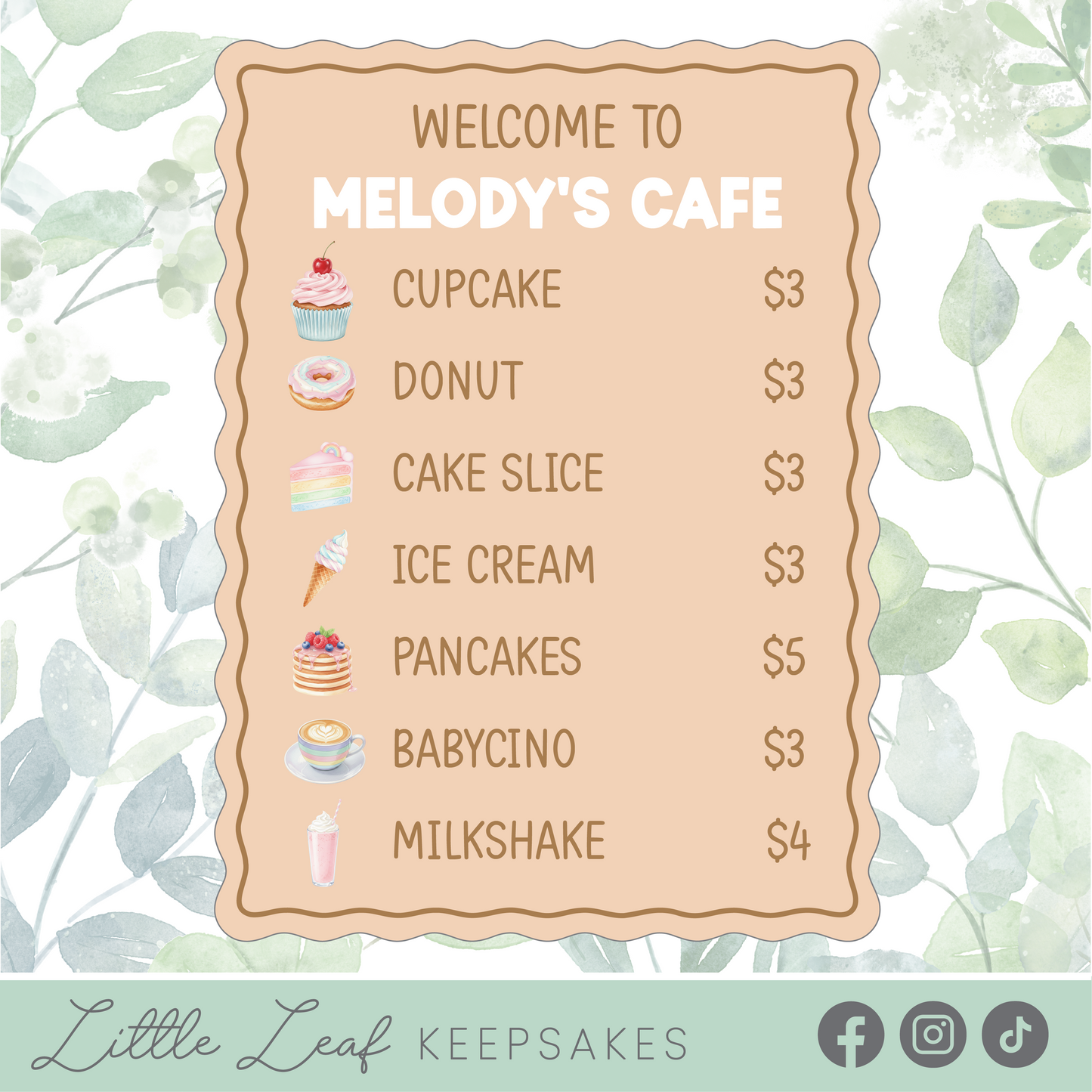 Children's Cafe Menu Sign