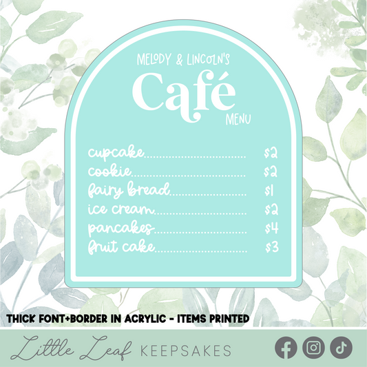 Children's Cafe Menu Decor