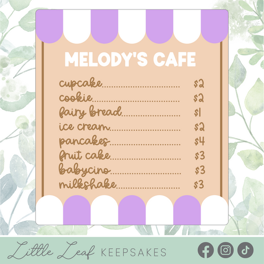 Children's Cafe Menu Sign