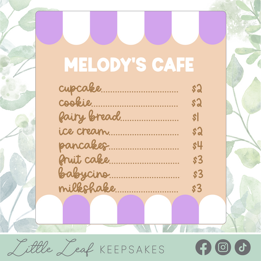 Children's Cafe Menu Sign