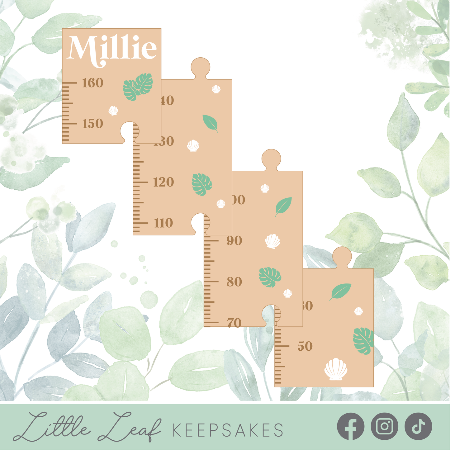 Leafy Wooden Growth Chart