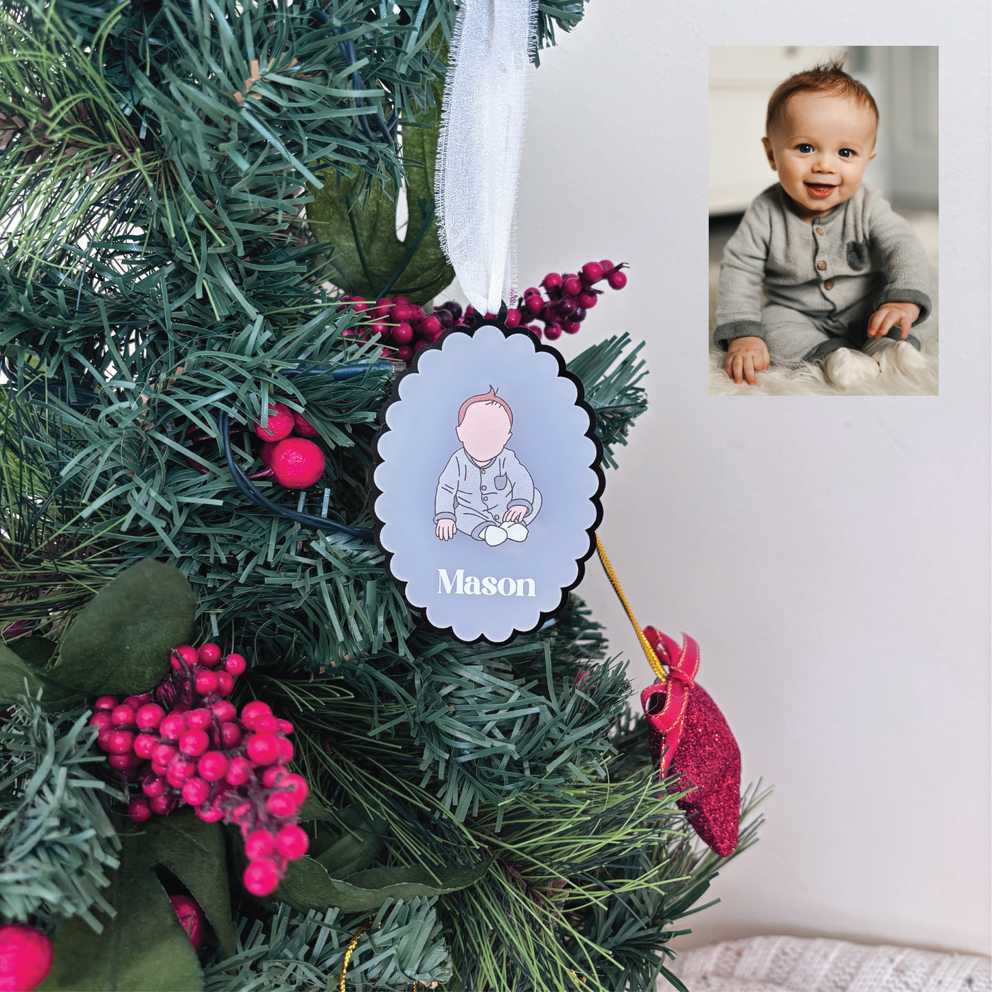 Custom Hand-Drawn Portrait Ornament