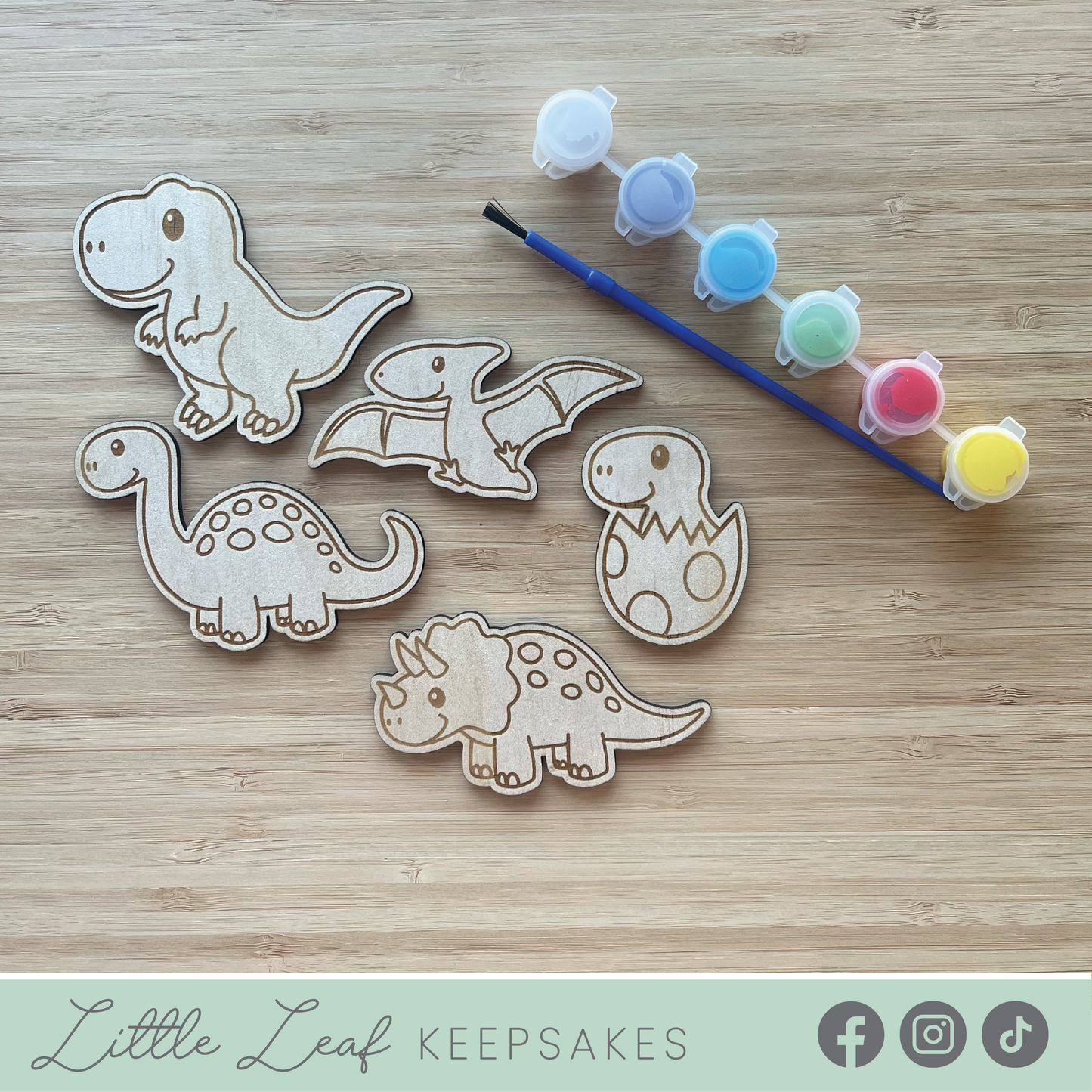DIY Wooden Painted Dinosaurs