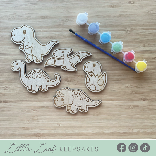 DIY Wooden Painted Dinosaurs