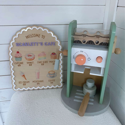 Custom Scalloped Play Café Menu Sign