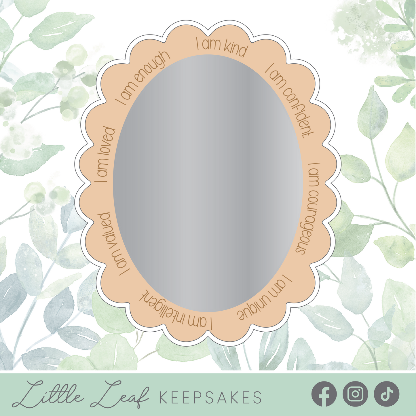Oval Scalloped Affirmation Mirror