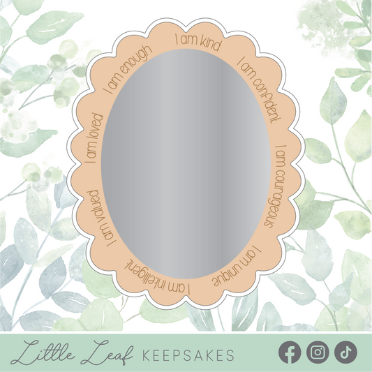 Oval Scalloped Affirmation Mirror