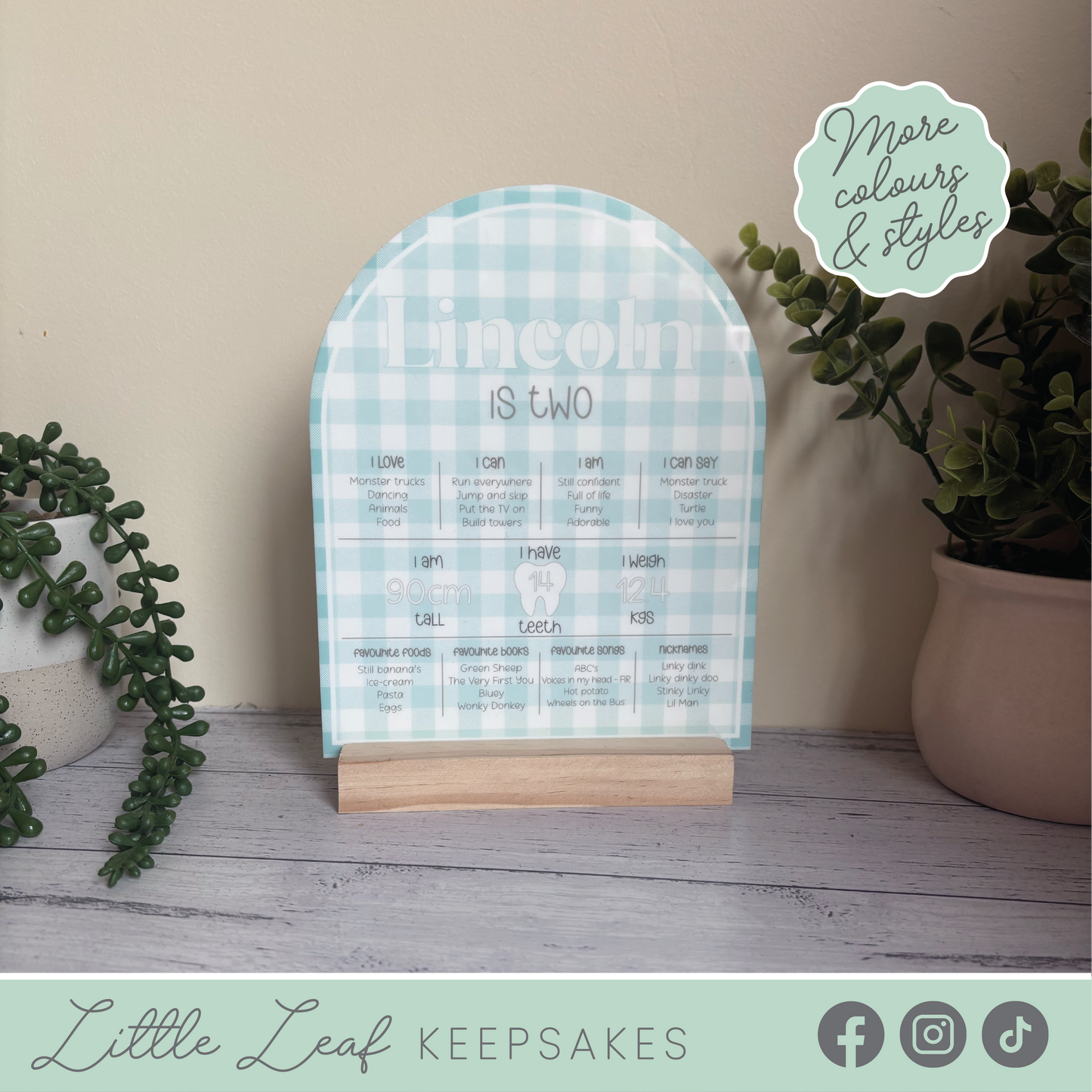 Custom Gingham Birthday Milestone Board