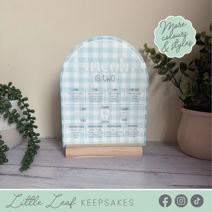 Custom Gingham Birthday Milestone Board