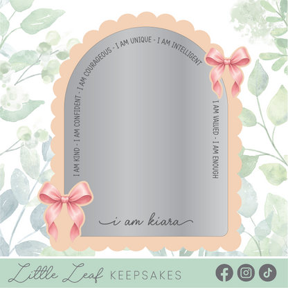 Scalloped Bow Themed Affirmation Mirror