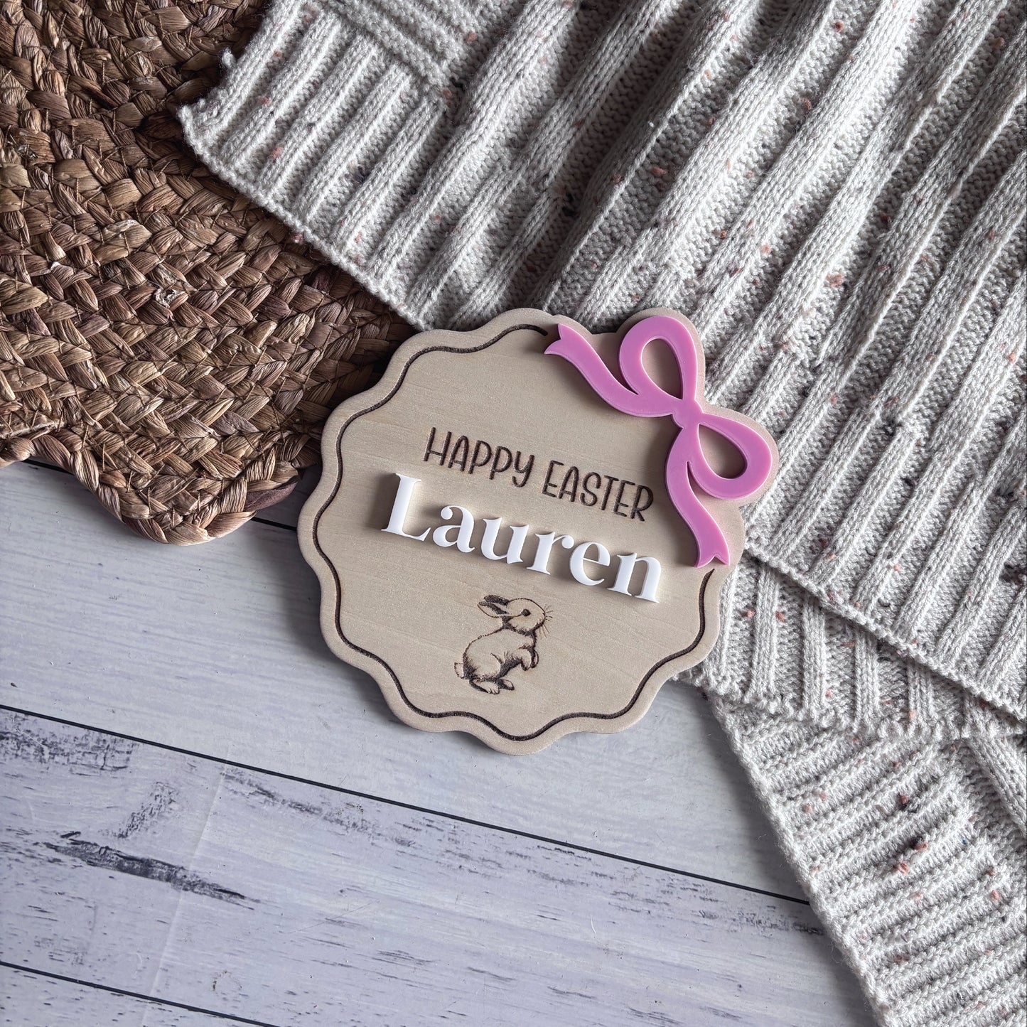 Custom Scalloped Bow Themed Easter Crates & Plaques