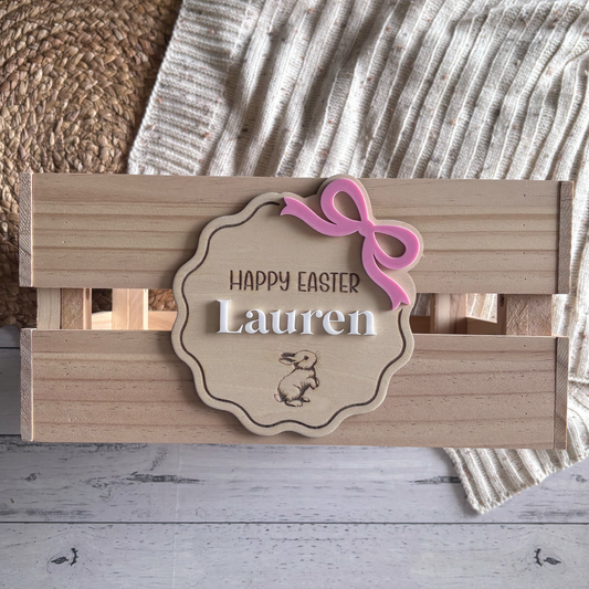 Custom Scalloped Bow Themed Easter Crates & Plaques