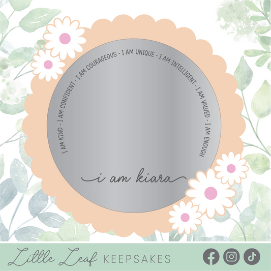Personalised Floral Scalloped Affirmation Mirror