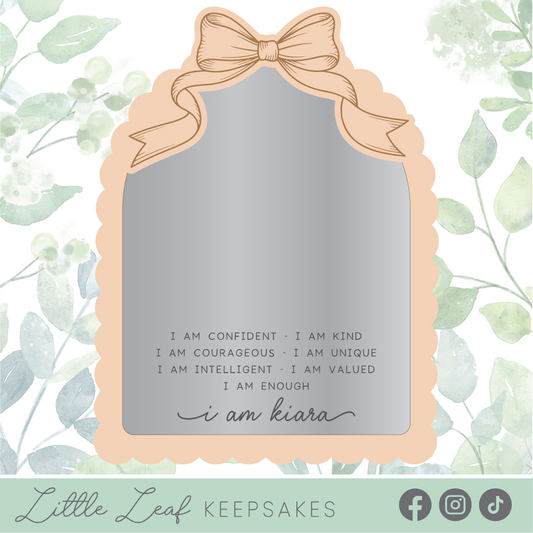 Personalised Scalloped Bow Affirmation Mirror